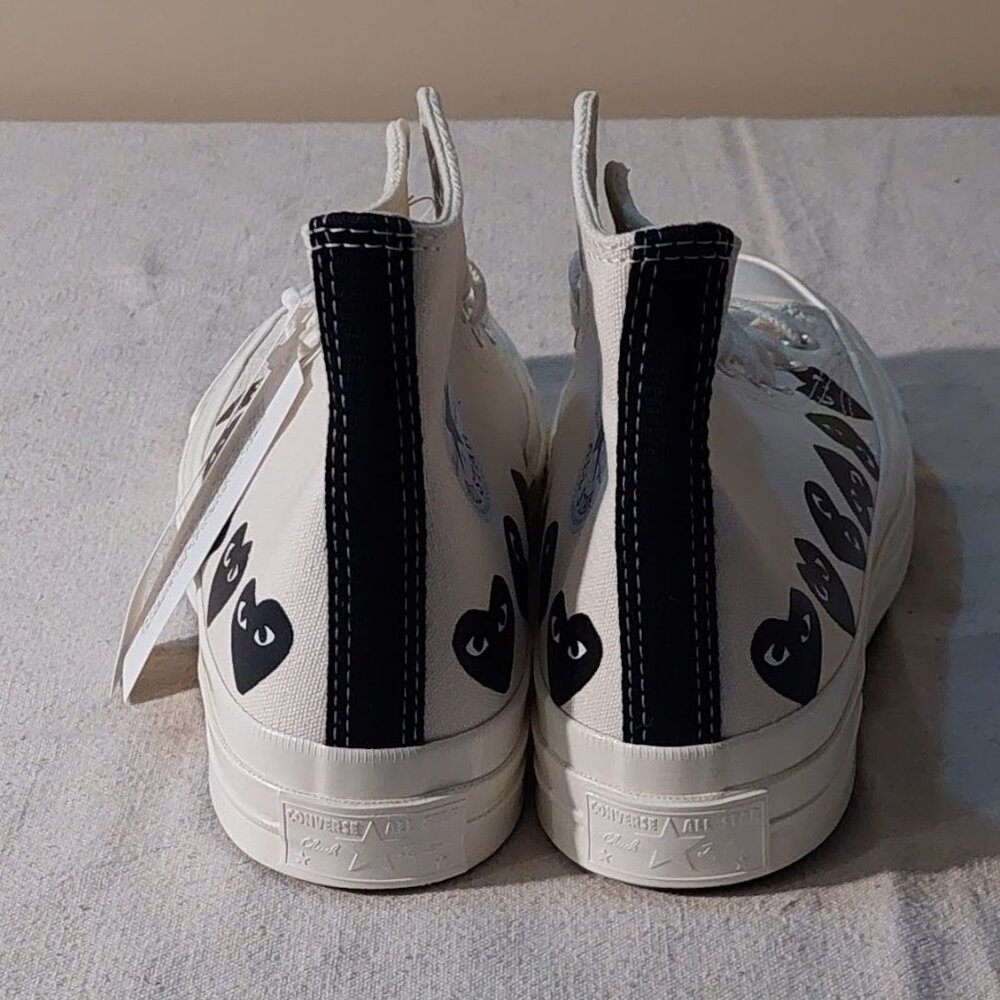 Converse x PLAY Comme des Garçons Chuck 70 Milk/Black Multi Heart Size: 8 - Picture 6 of 12